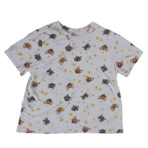 Tom And Jerry Womens T Shirt Tee White All Over Print Top Graphic T Plus Size 2X
